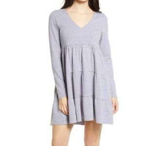 NWT BP. Nordstrom Tiered Long Sleeve Knit Dress Size large Blue Forever